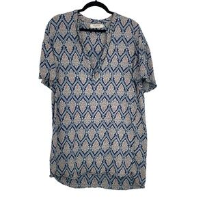 Nice Things By Paloma S Womens Geometric Print Bohemian V-Neck Mini Dress Medium